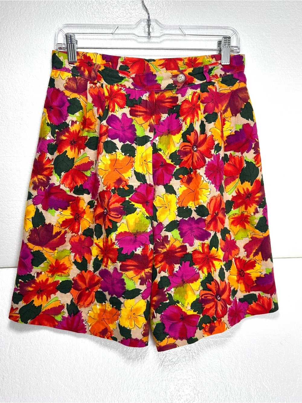 Vintage Breckenridge Botanical High Waisted Linen Shorts 12